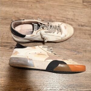 Golden Goose Beige and Black Sneakers